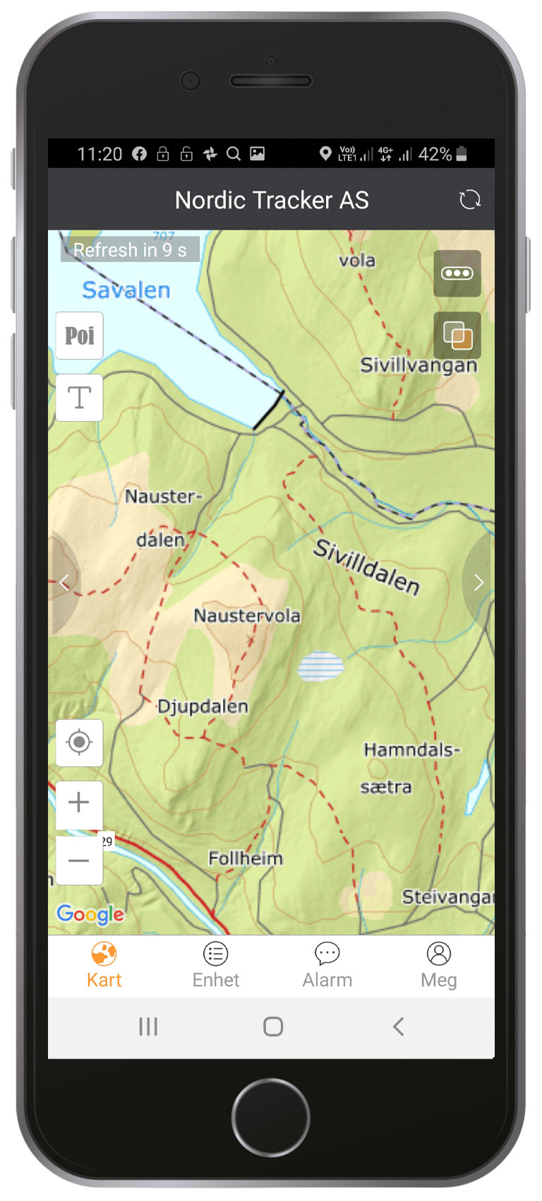 NT TRacker mob Nordic GPS kart