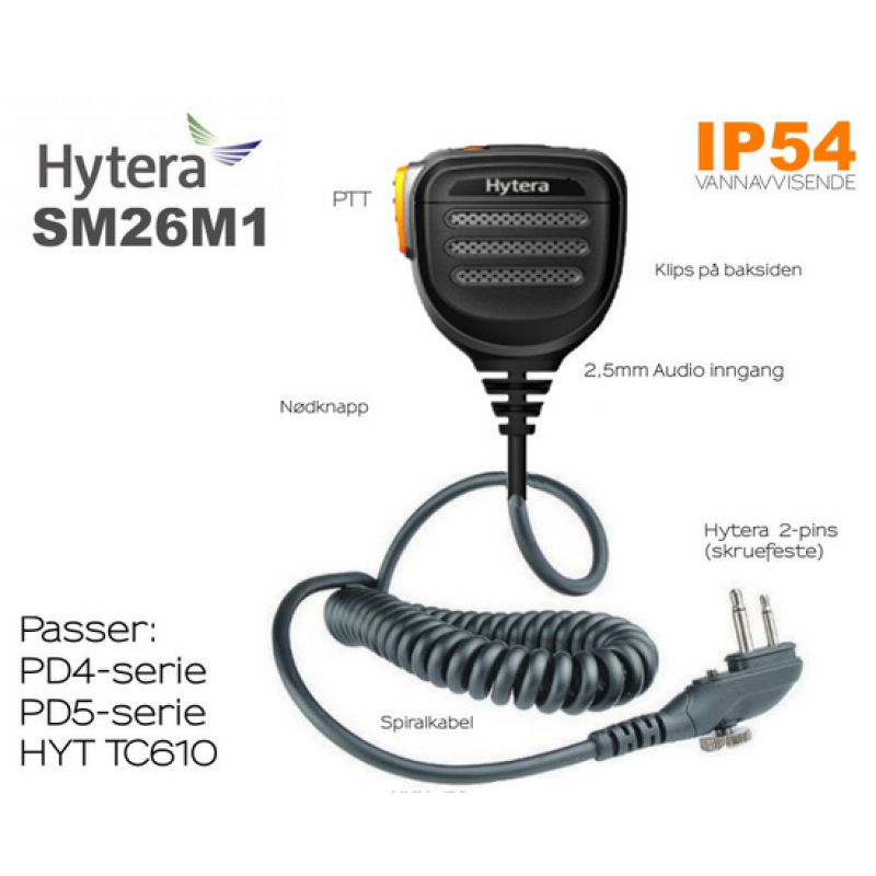 Hytera monofon med audio utgang SM26M1 til PD4/PD5/BD6/D400 - Bilde 2