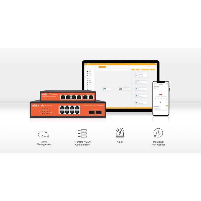 WI-TEK Styrbar PoE Switch med 8 PoE porter for Reolink kameraer - Bilde 4