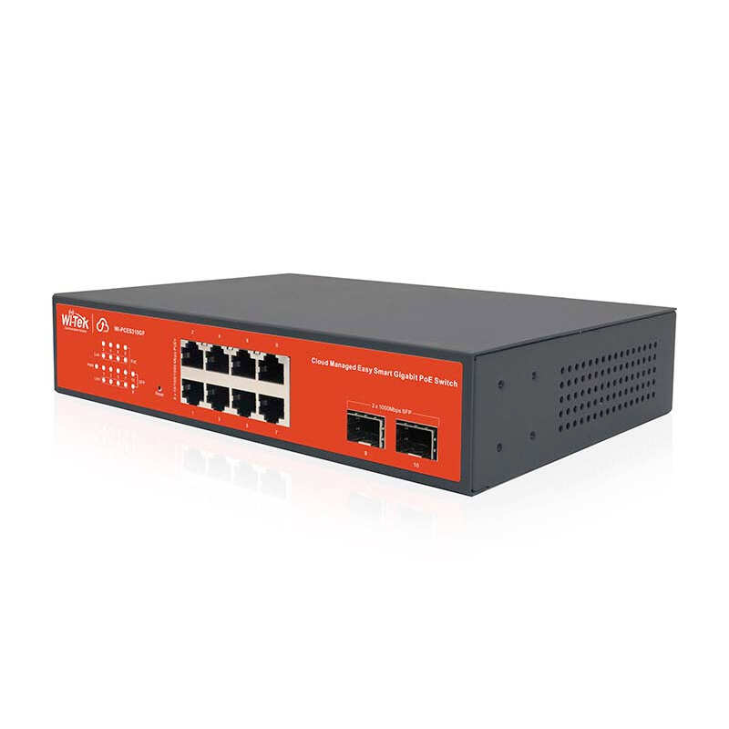 WI-TEK Styrbar PoE Switch med 8 PoE porter for Reolink kameraer